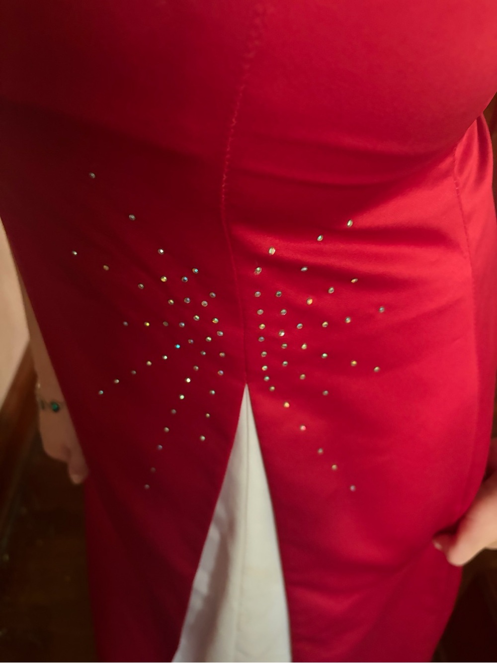 Red Rhinestone-Embellished Women’s Jumpsuit